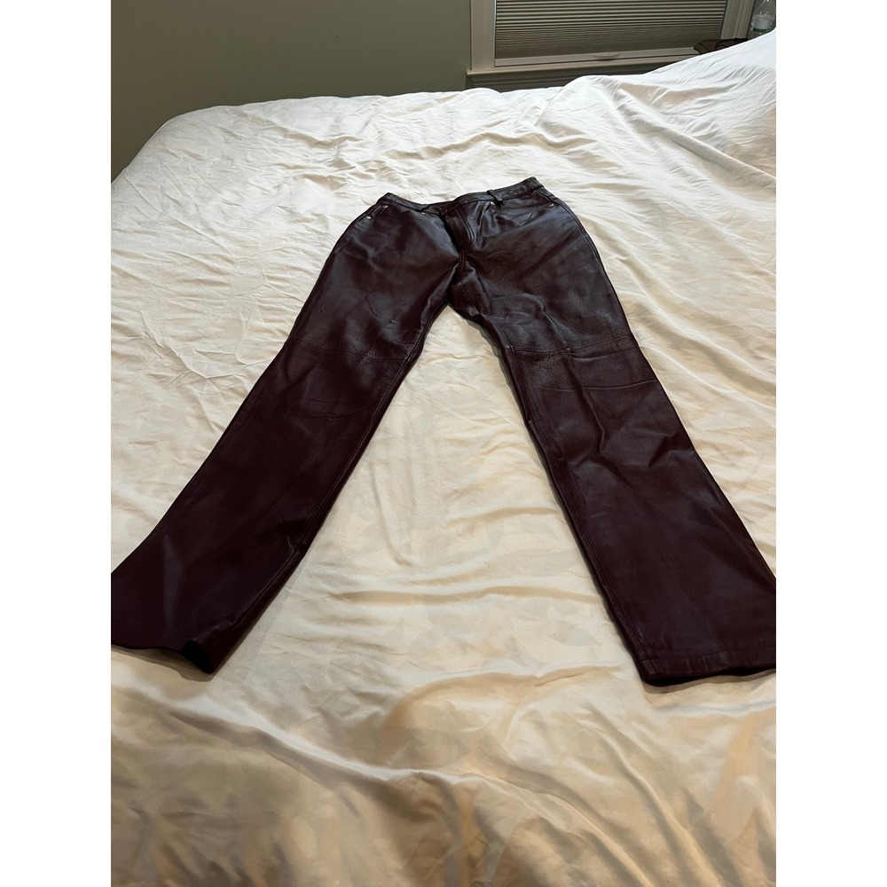 Vintage Newport News Jeanology Collection Leather‎ Pants Women's Size 8 Burgundy